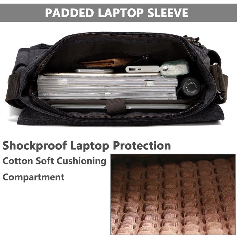 VASCHY Messenger Bag for Men, Water Resistant Canvas 14inch Laptop Shoulder Commuter Bag for Men and Women Dark Gray - Image 2
